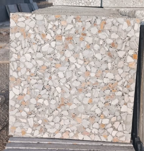 موزاییک پرسی سنگ درشت با سیمان سفید سایز 40×40 تولید دستی کد 1052