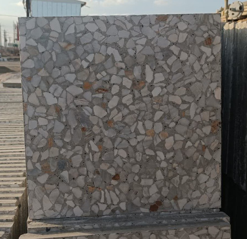 موزاییک پرسی سنگ درشت با سیمان طوسی سایز 40×40 تولید دستی کد 1051