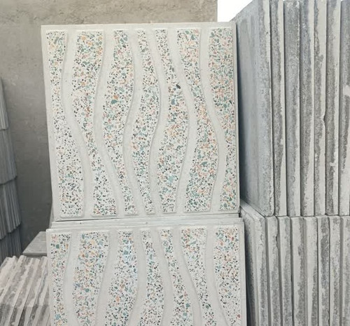 موزاییک پرسی طرح ماری با سنگ الوان و سیمان سفید سایز 40×40 تولید دستی کد 1044