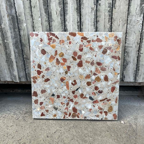 موزاییک پرسی صاف سنگ چینی سفید و نارنجی با سیمان سفید سایز 40×40 تولید اتوماتیک کد 1057